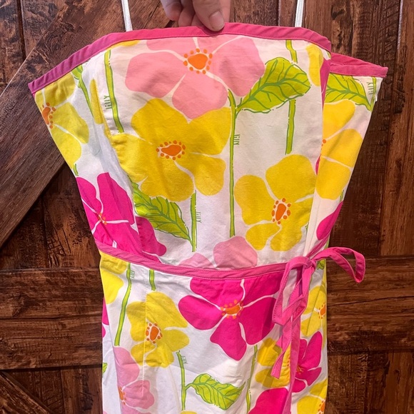 Lilly Pulitzer VTG white label women’s floral wrap dress pink and white size 6 - Picture 3 of 7